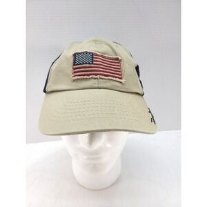 Panama Jack Slideback Baseball Cap U.S. Flag Beige Blue Mesh OS Embroidered